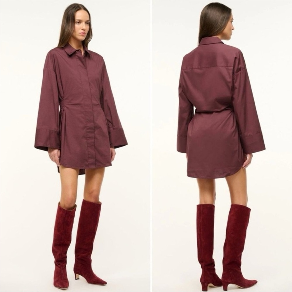 STAUD Cindy Dress in Merlot - Picture 3 of 6